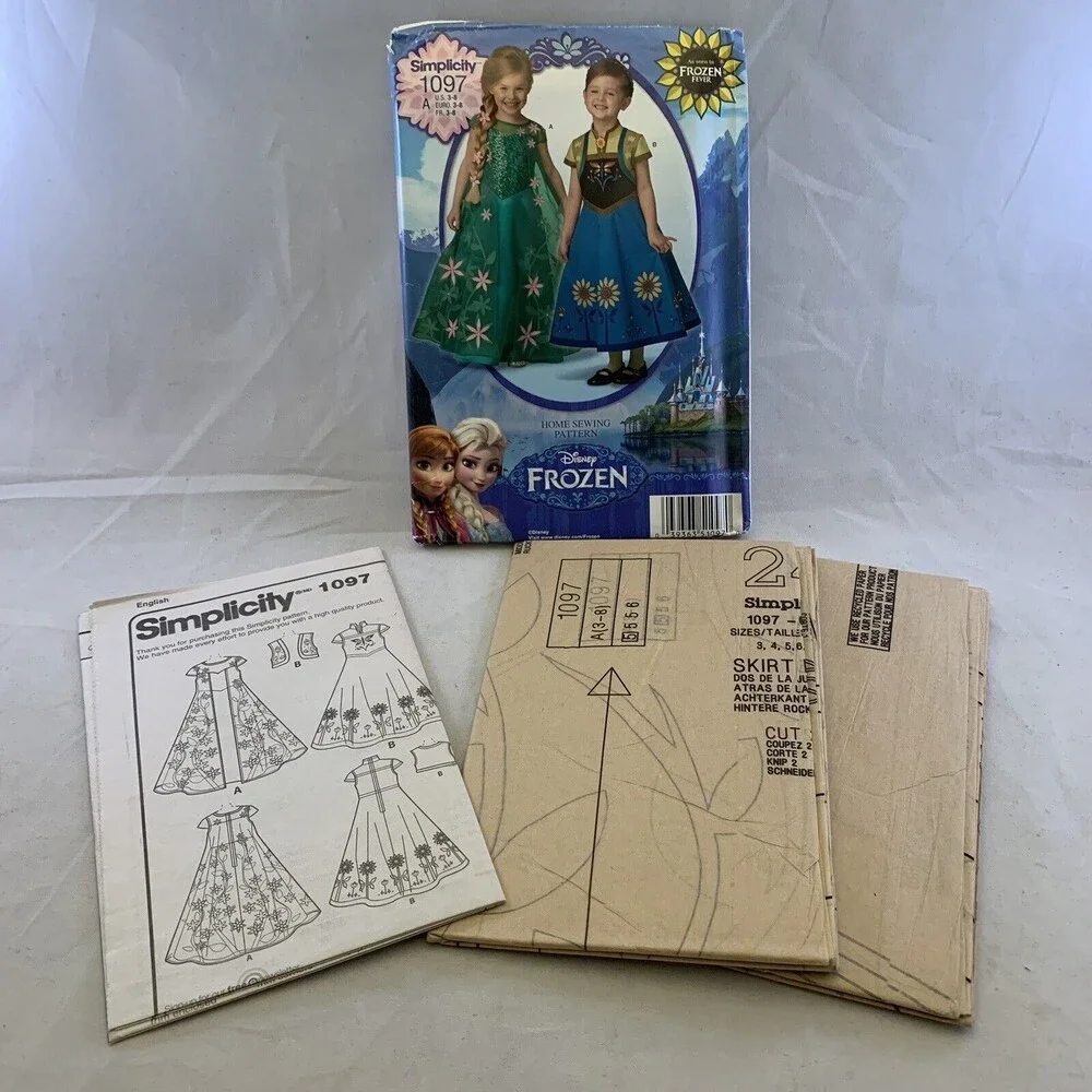 Simplicity Child 3-8 Disney Frozen Anna Elsa Dress Costumes Pattern 1097